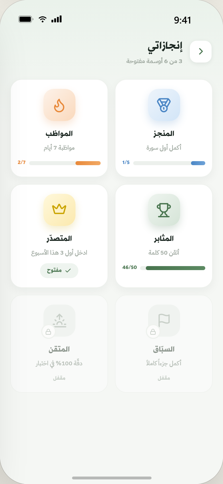شاشة الإنجازات